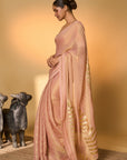 Baby Pink Droopy Bloom Gota Saree