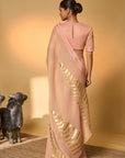 Baby Pink Droopy Bloom Gota Saree