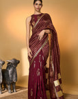Plum Corncrest Gota Saree