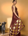 Plum Corncrest Gota Saree
