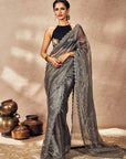 Black Striped Zari Saree - Ready to Ship