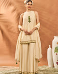Cream Wildscape Kurta & Sharara Set