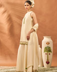 Cream Wildscape Kurta & Sharara Set