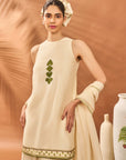 Cream Wildscape Kurta & Sharara Set