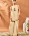 Cream Wildscape Kurta & Sharara Set