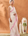 Ivory Floral Frame Saree