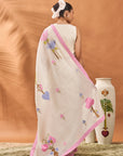Ivory Floral Frame Saree