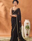Black Striped All Fours Saree