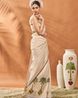 Ivory Tree Of Hearts Saree