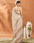 Ivory Tree Of Hearts Saree