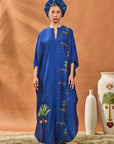 Navy Blooming Board Kaftan