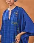 Navy Blooming Board Kaftan