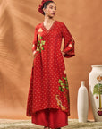 Rust Spade Blossom Kaftan Set