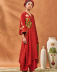 Rust Spade Blossom Kaftan Set