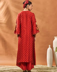 Rust Spade Blossom Kaftan Set