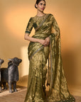 Green Polka Tissue Saree