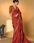 Rust Coastal Crescent Saree