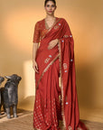 Rust Coastal Crescent Saree