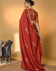 Rust Coastal Crescent Saree