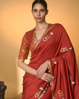 Rust Coastal Crescent Saree