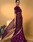 Purple Moonfield Zari Stripes Saree