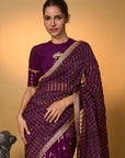 Purple Moonfield Zari Stripes Saree