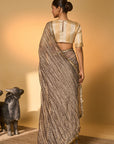 Grey Moonfield Zari Stripes Saree