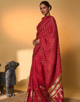 Red Tribal Mask Saree