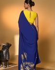 Electric Blue Tropical Camera Saree