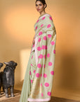 Mint Rose Blush Polka Saree