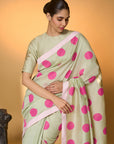 Mint Rose Blush Polka Saree
