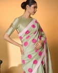 Mint Rose Blush Polka Saree