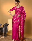Rani Pink Chand Phool Saree