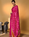 Rani Pink Chand Phool Saree