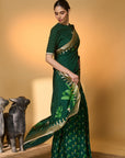 Green Trpoical Amber Arches Saree