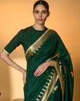 Green Trpoical Amber Arches Saree