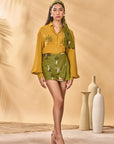 Trellis Palm Mustard Shirt