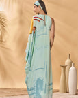 Blue Feathered Asymmetrical Kaftan