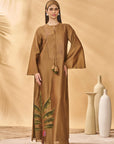 Tan Trellis Palm Kaftan