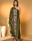 Green Totem Pod One Shoulder Kaftan