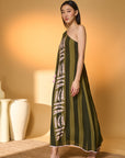 Green Totem Pod One Shoulder Kaftan