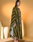 Green Totem Pod One Shoulder Kaftan