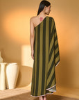 Green Totem Pod One Shoulder Kaftan