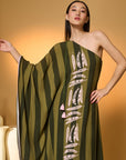 Green Totem Pod One Shoulder Kaftan
