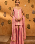 Champagne Pink Tribal Whisper Sharara Set