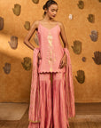 Champagne Pink Tribal Whisper Sharara Set