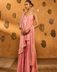 Champagne Pink Tribal Whisper Sharara Set