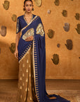 Mocha And Sapphire Moonfish Saree