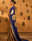 Mocha And Sapphire Moonfish Saree