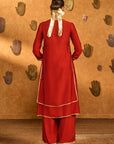 Red Mandarin Sky Kurta Set